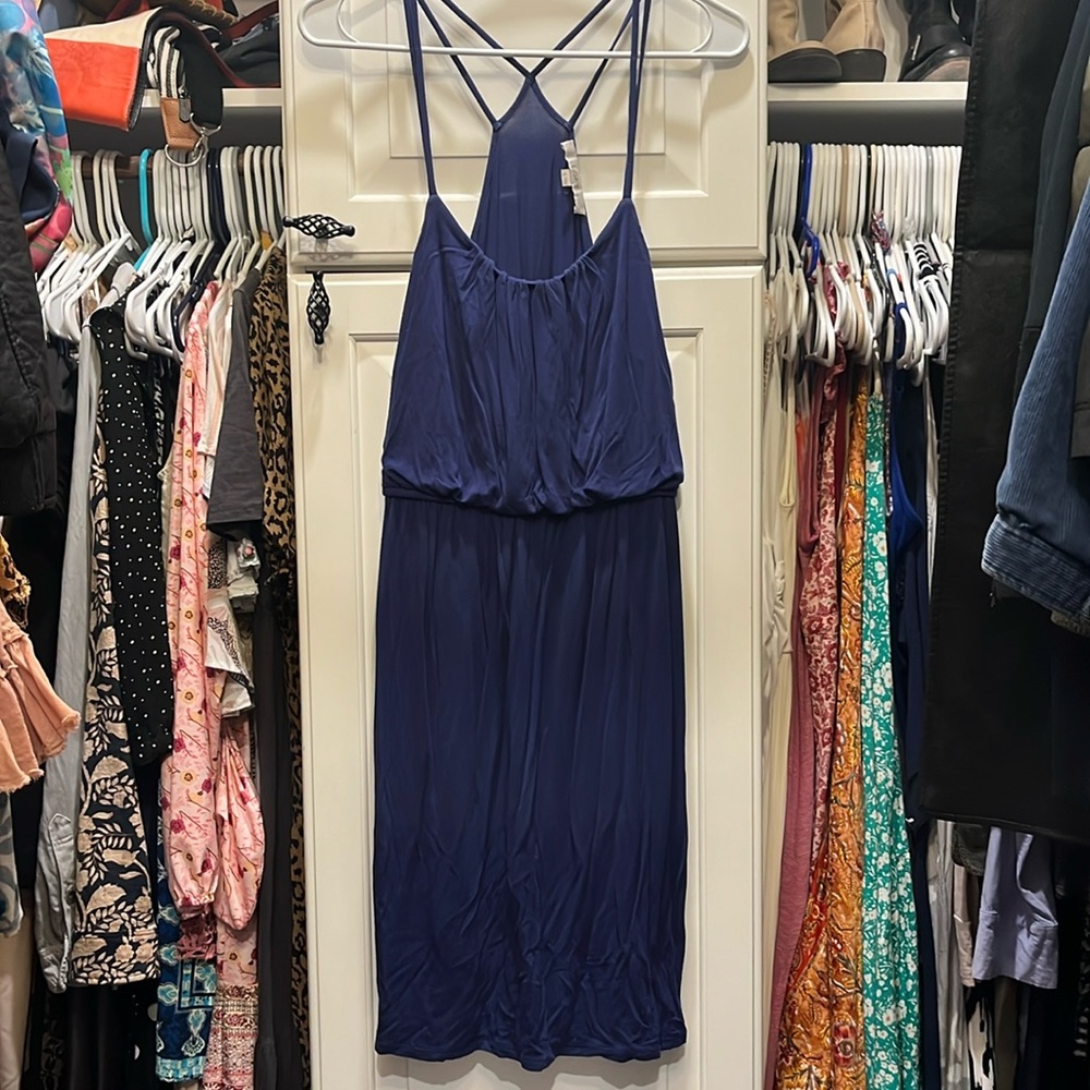 Loft brand bouncy comfy dress royal blue sz xs